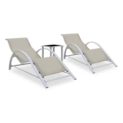 Sun Loungers pcs with Table Aluminium Cream