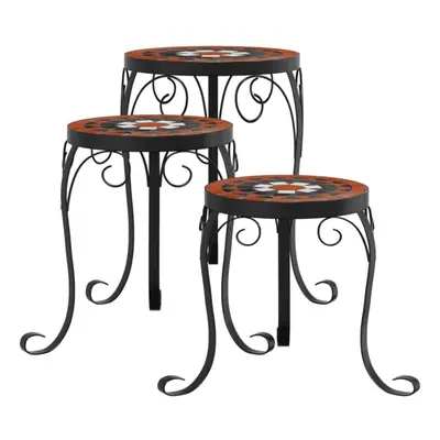 (terracotta and black) vidaXL Mosaic Tables Ceramic Tables Garden Balcony Plant Stand Flower Tab