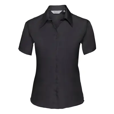 (2XL, Black) Russell Collection Ladies/Womens Short Sleeve Ultimate Non-Iron Shirt