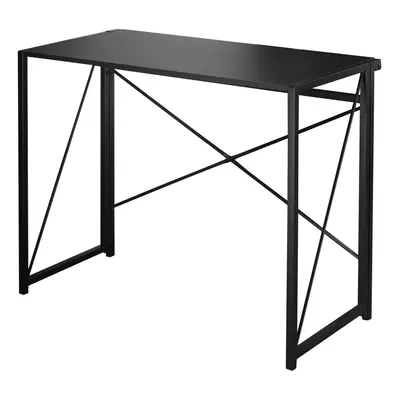 (Black) URBNLIVING Industrial-Style Wooden Table | Foldable Office Desk