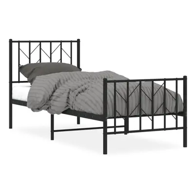 (black, x cm/ with headboard & footboard) vidaXL Metal Bed Frame with Headboard Mattress Foundat