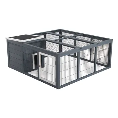 PawHut Rabbit Hutch Small Animal Guinea Pig House with Openable Roof Dark Grey