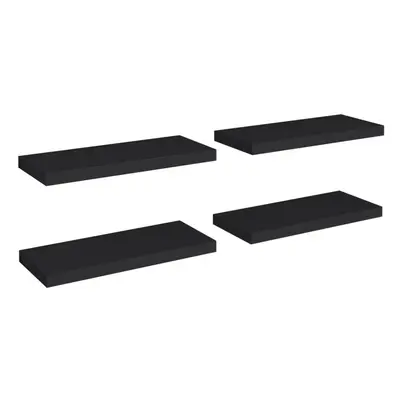 vidaXL 4x Floating Wall Shelves Black 60x23.5x3.8 cm MDF Display Hanging Rack