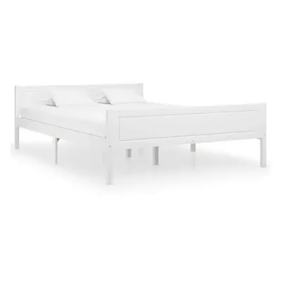 vidaXL Solid Pinewood Bed Frame 120x200 cm White Wooden Bed Base Bedstead