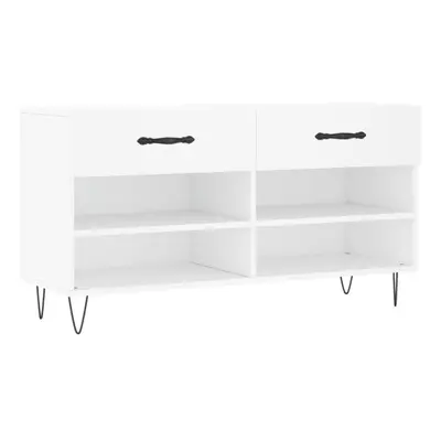 (white) vidaXL Shoe Bench Shoe Storage Shoe Rack High Gloss White Engineered Wood