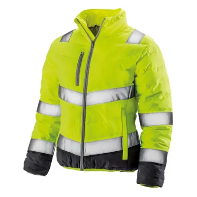 (L, Fluorescent Yellow/Grey) Result Safeguard Womens/Ladies Soft Padded Safety Jacket