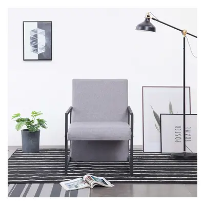 vidaXL Armchair with Chrome Feet Fabric Light Grey Bedroom Chair Furniture