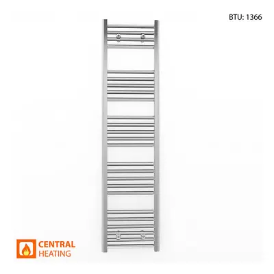 (400 x (BTU: 1366), Chrome Straight Valves) 400mm Wide Chrome Towel Rail Radiator With Valves