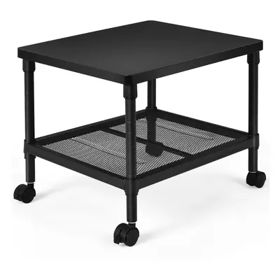 2-Tier Black Printer Stand Multifunctional Under-Desk Printer Cart