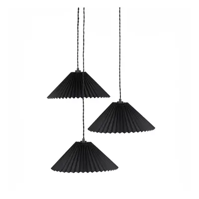 ValueLights Akira Black Pleated Way Drop Ceiling Pendant Light