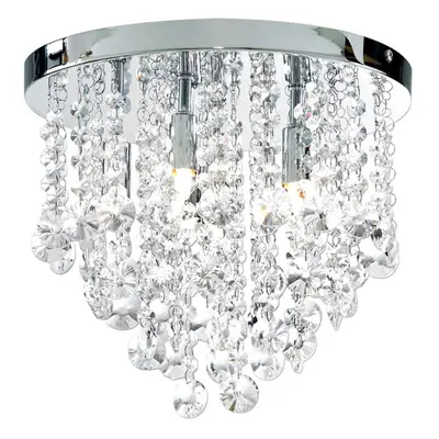 Litecraft Montego Arm Flush Ceiling Light Crystal Effect - Chrome