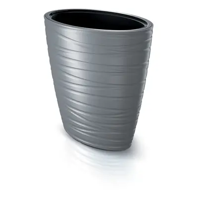 (2, Stone Grey) 59cm Tall Maze Effect Plastic Outdoor Plant Pot