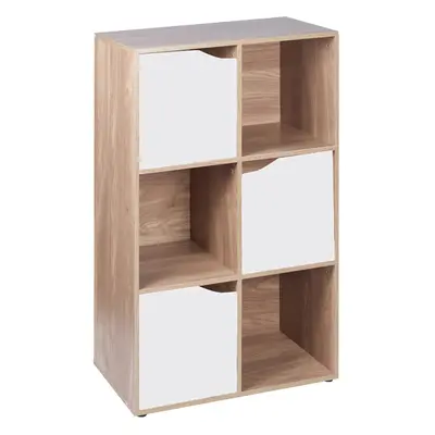 (6 Cube - Oak, White) Cube Wooden Bookcase Shelving Shelves Unit Wood