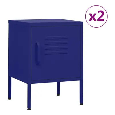 (navy blue, 2) vidaXL 1/2x Nightstand Steel Bedside Bed Side Storage Cabinet Multi Colours