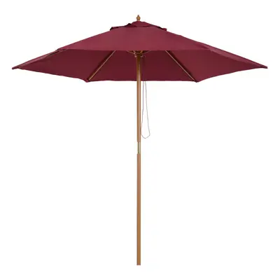 Outsunny 2.5m Wood Garden Parasol Sun Shade Patio Outdoor Wooden Umbrella Canopy