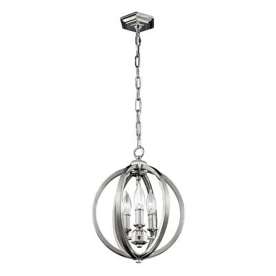 3 Bulb Ceiling Pendant Light Fitting Highly Polished Nickel LED E14 60W