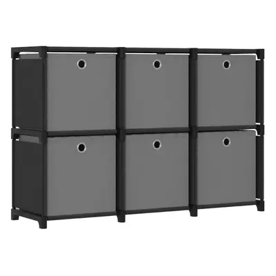 vidaXL 6-Cube Display Shelf with Boxes Black Fabric Storage Organiser Unit