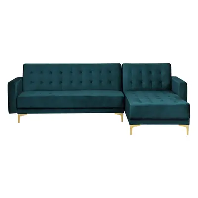 Corner Sofa ABERDEEN Velvet Teal Left Hand