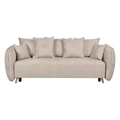 Velvet Sofa Bed with Storage Cream Beige VALLANES