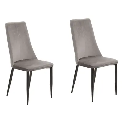 Set of Dining Chairs CLAYTON Velvet Dark Grey