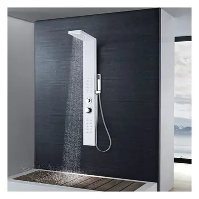 vidaXL Shower Panel System Aluminium Matte White Tower Column Pillar Bathroom