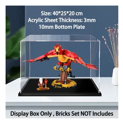 (B) Acrylic Display Case for Lego Fawkes Dumbledore's Phoenix, Dustproof Display Box for Models 