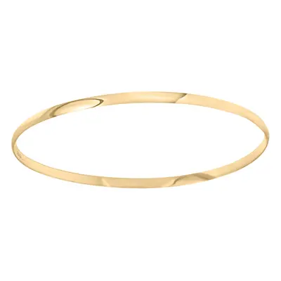 Jewelco London Ladies Solid 9ct Yellow Gold D-Shape 3mm Bangle Bracelet - JBG060