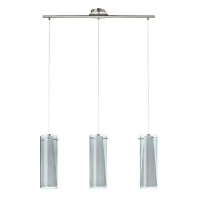 Pendant Light Satin Nickel Black White Smoked Glass Opal Matt Bulb E27 3x60W