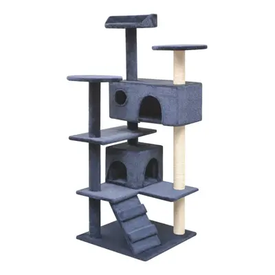 vidaXL Cat Tree Playhouse Condo with Sisal Scratching Posts cm Dark Blue