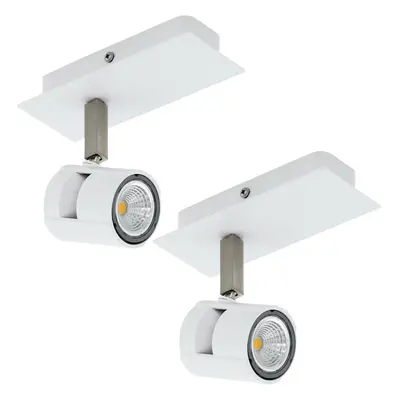 2 PACK Wall Light Colour White Satin Nickel Shades & Back Plate GU10 1x5W Incl