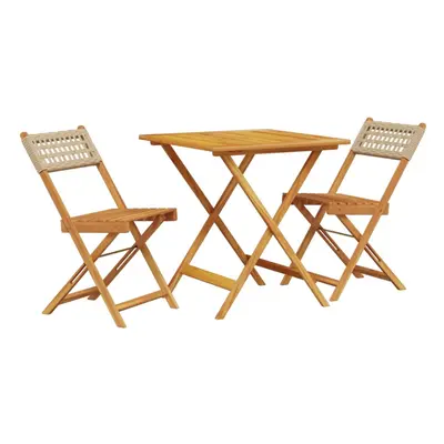 vidaXL Bistro Set Piece Outdoor Bar Set Beige Poly Rattan and Solid Wood