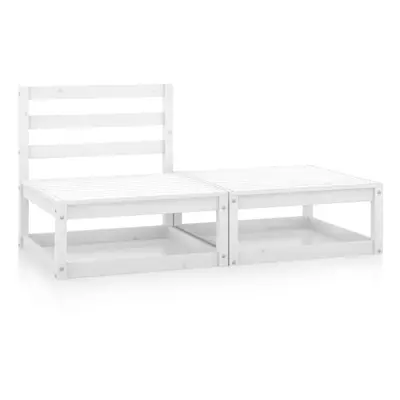 vidaXL Solid Pinewood Garden Lounge Set Piece White outdoor Lounge Sofa