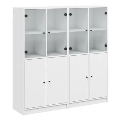 vidaXL Bookcase with Doors Bookshelf Cabinet Highboard White Engineered Wood