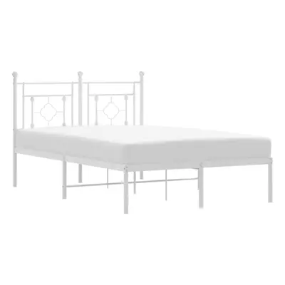 (white, x cm/with headboard) vidaXL Metal Bed Frame Home Bedroom Bed Base Mattress Foundation Be