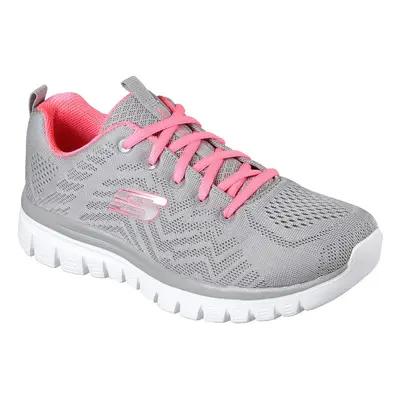 (UK 7, Grey/Coral) Skechers Womens Graceful-Get Connected Sport Mesh Trainers