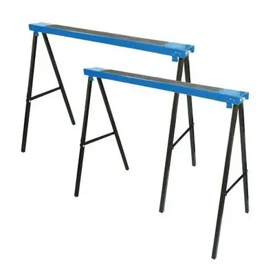 Silverline Metal Saw Horse Twin Pack 125kg - 100kg Trestles Load Max - metal saw silverline hors