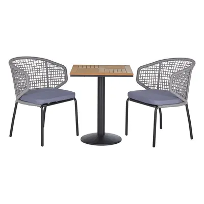 Bistro Set with Cushion PALMI Metal Grey