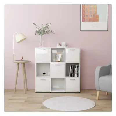 Book Cabinet High Gloss White 90x30x90 cm Chipboard