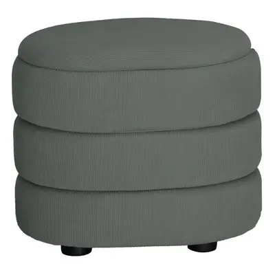 (Oval Light Grey) Soft Velvet Ottoman Storage Pouffe Footstool Dressing Vanity Chair