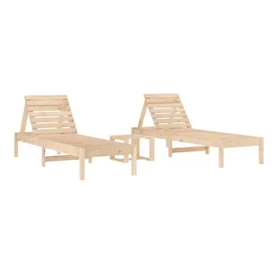 (natural pine) vidaXL Sun Loungers with Table Sun Bed Chaise Longue pcs Solid Wood Pine