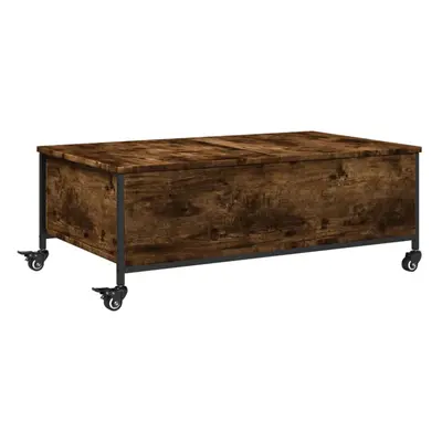 vidaXL Coffee Table withÃÂ Wheels Hall Side Table Smoked Oak EngineeredÃÂ Wood