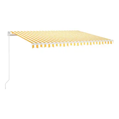 vidaXL Manual Retractable Awning with LED 450x300 cm Yellow and White Shelter