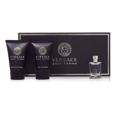 Versace Pour Homme Gift Set 5ml EDT + 25ml Hair & Body Shampoo + 25ml Aftershave Balm