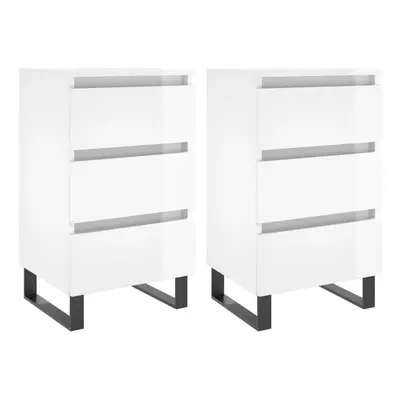 (high gloss white, pcs) vidaXL Bedside Cabinets Bedside Table Nightstand pcs Black Engineered Wo