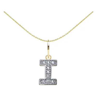 Jewelco London Solid 9ct Yellow and White Gold Cubic Zirconia 10mm San Serif Block Font Initial 