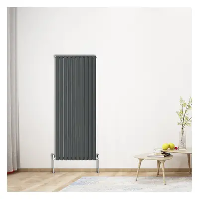 (Vertical 1600x590mm - Double) NRG Oval Column Designer Radiator Bathroom Central Heating Anthra