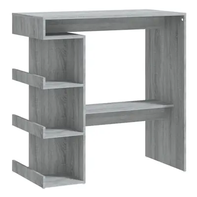 (grey sonoma) vidaXL Bar Table with Storage Rack Bar High Table Pub Table Engineered Wood