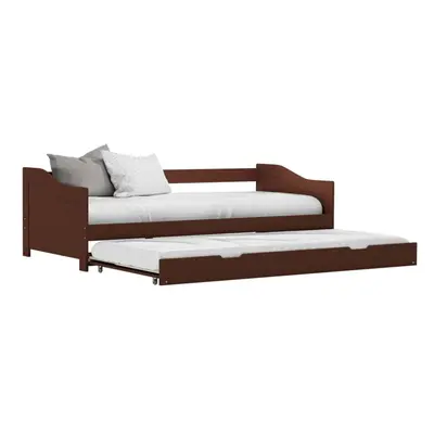 vidaXL Pull-out Sofa Bed Frame Dark Brown Pinewood 90x200cm Sleepover Beds