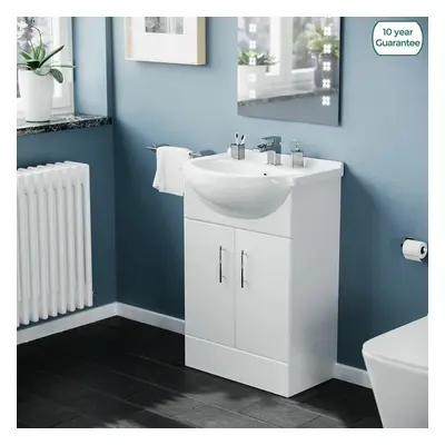 Dyon 550mm Floor Standing Assembled Vanity Basin Unit White