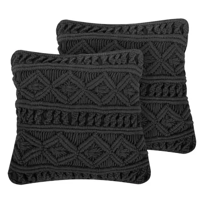 Set of Cushions MacramÃ© Black MUDANYA x cm